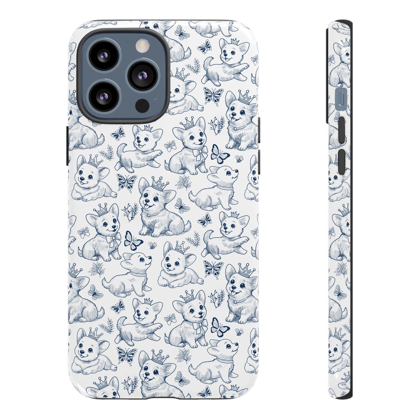 Playful Corgi Toile de Jouy IPhone Tough Phone Case