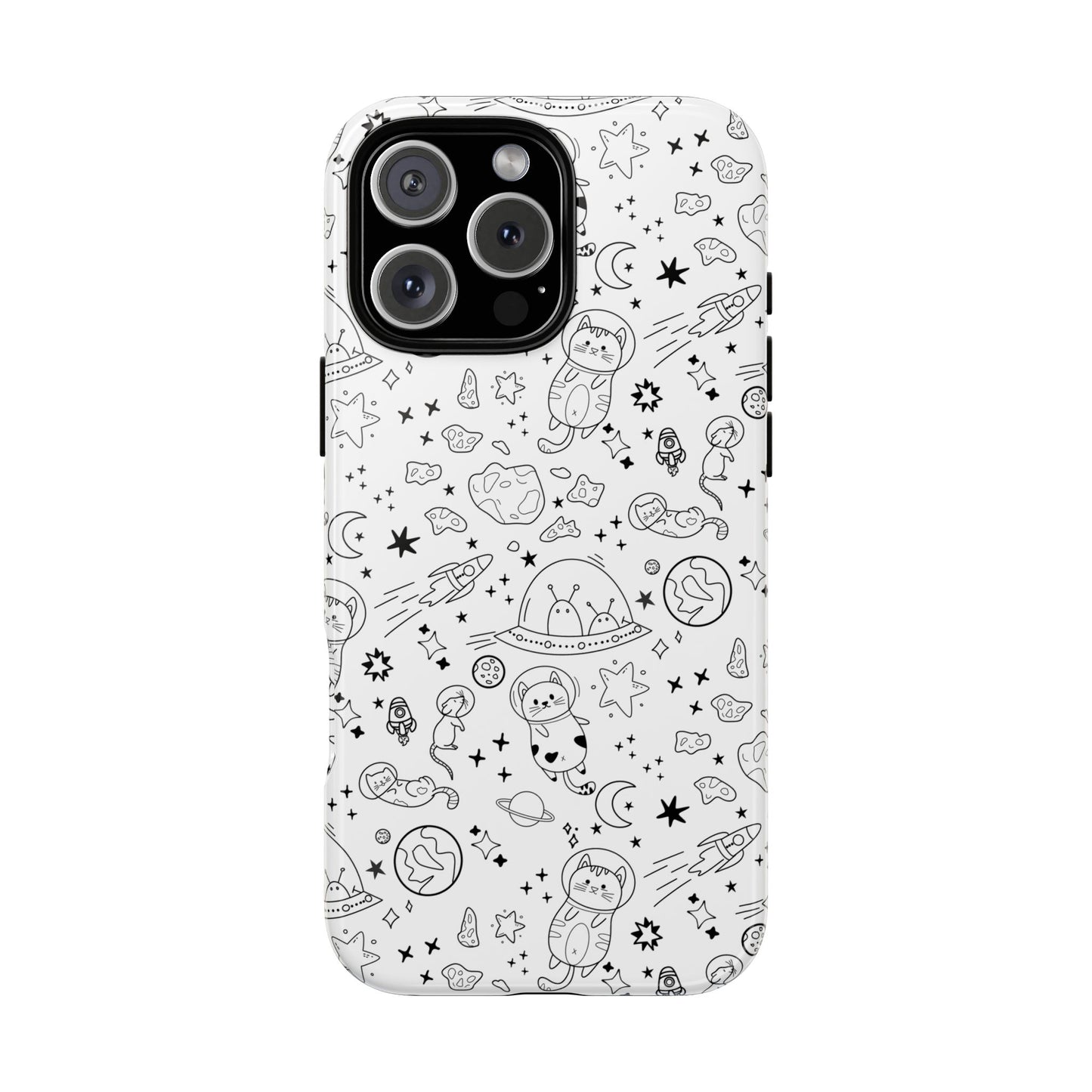Cosmic Space Cats Doodle Tough iPhone Case