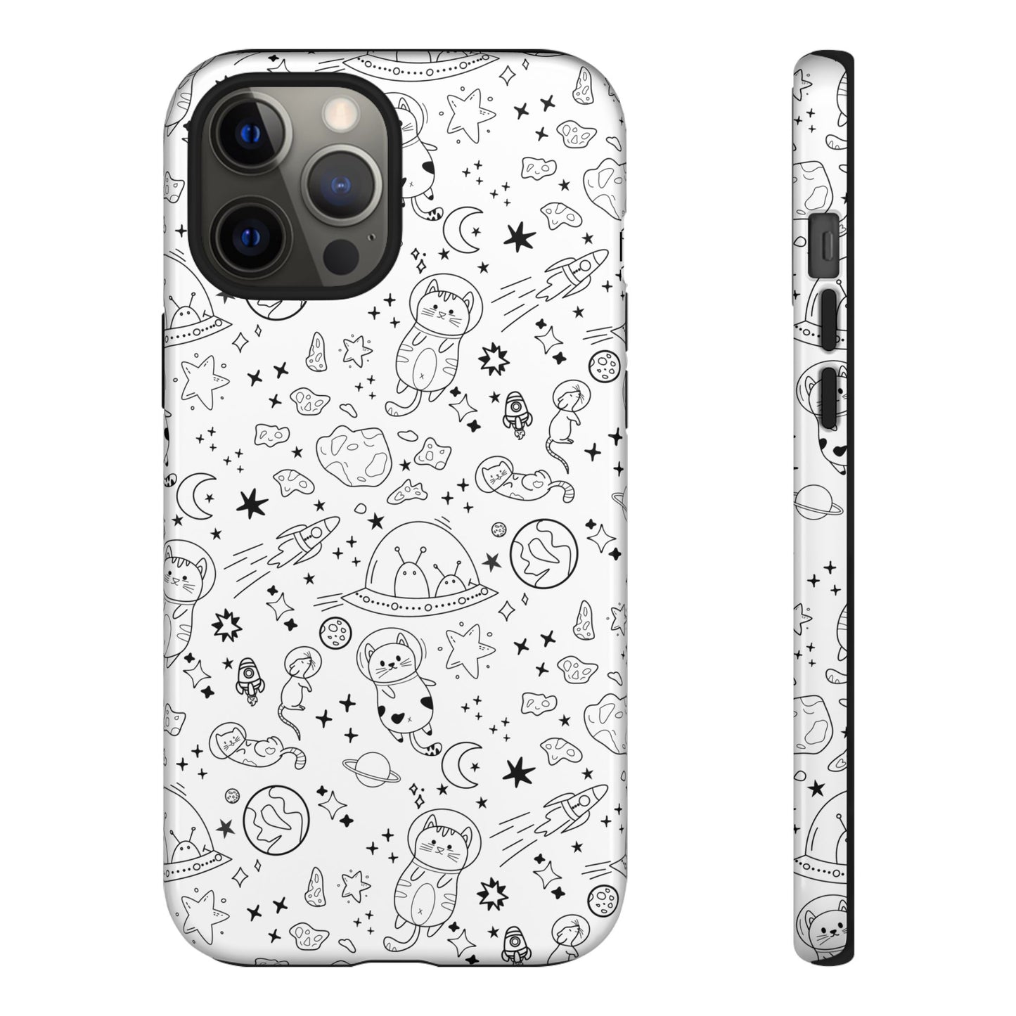 Cosmic Space Cats Doodle Tough iPhone Case