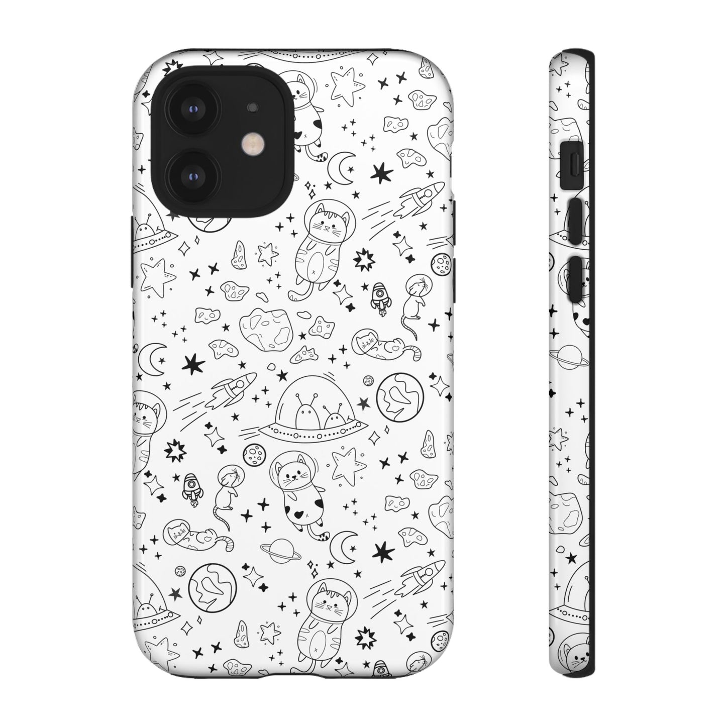 Cosmic Space Cats Doodle Tough iPhone Case
