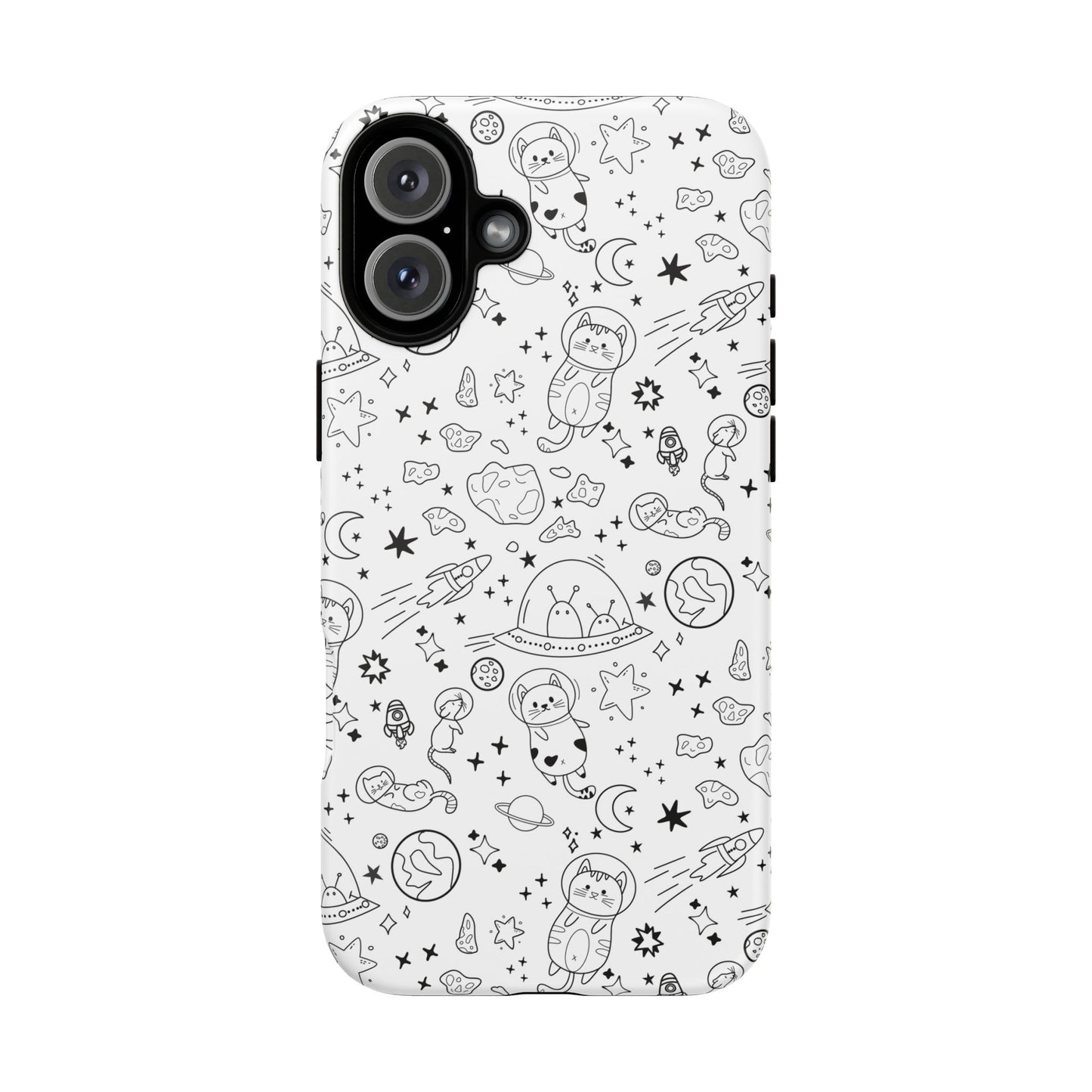 Cosmic Space Cats Doodle Tough iPhone Case