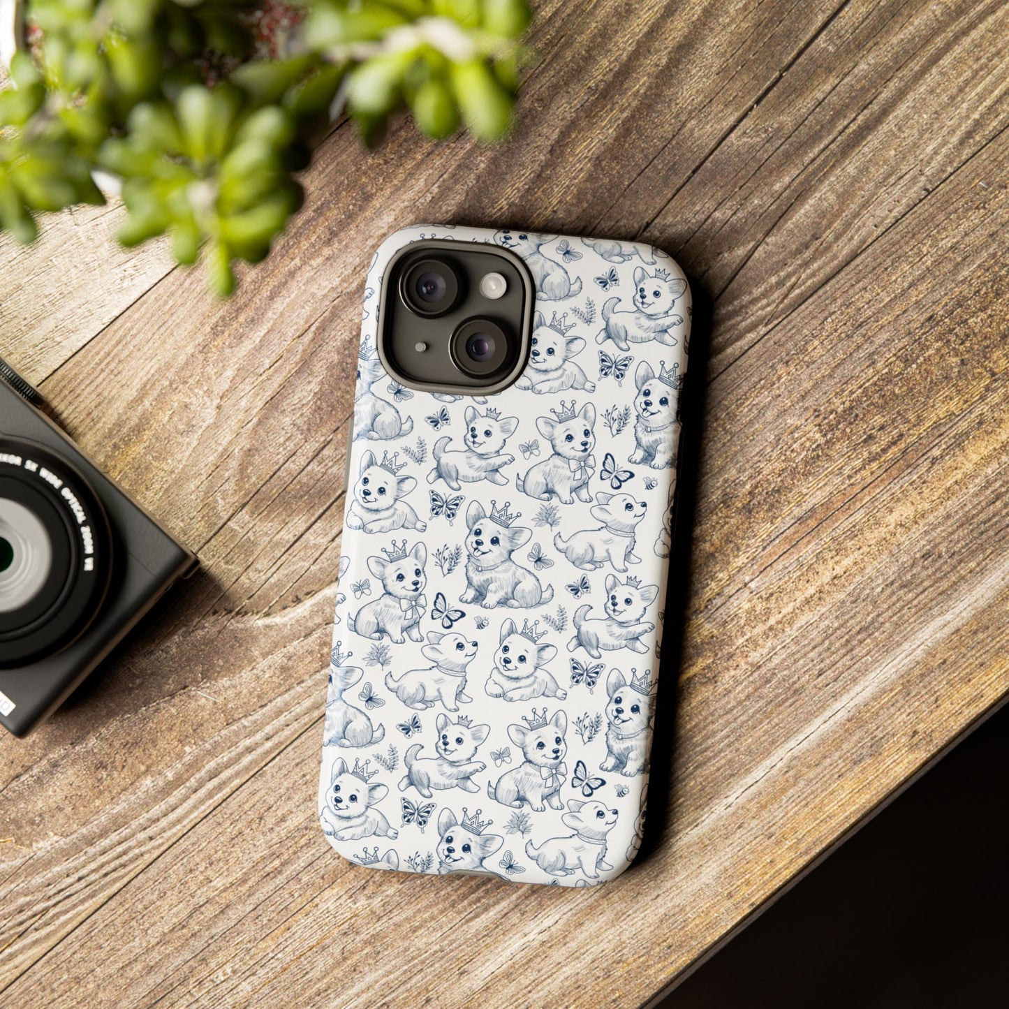 Playful Corgi Toile de Jouy IPhone Tough Phone Case