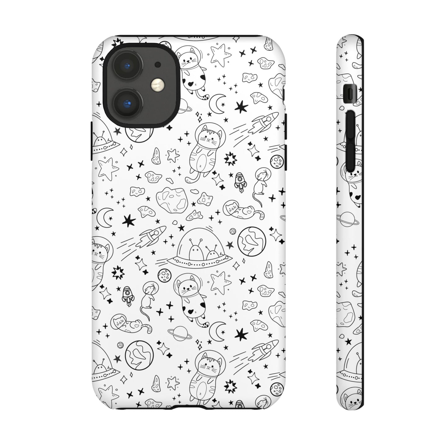 Cosmic Space Cats Doodle Tough iPhone Case