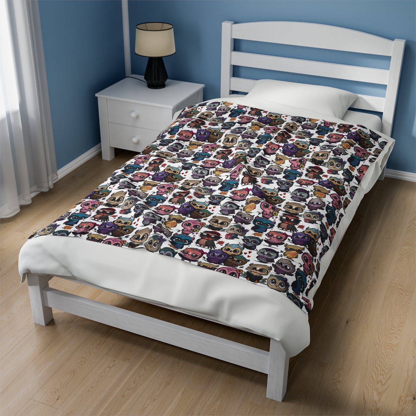 Cute Flock of Owls Cozy Velveteen Plush Blanket
