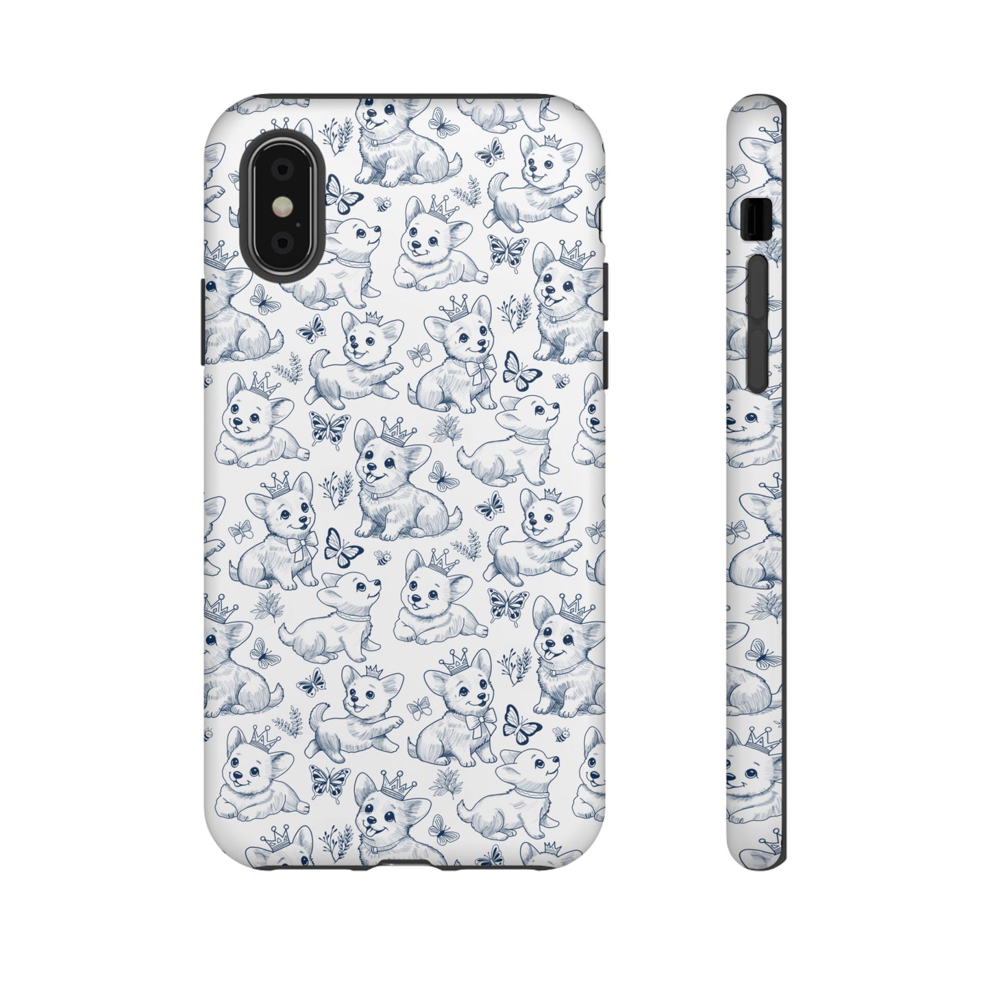 Playful Corgi Toile de Jouy IPhone Tough Phone Case