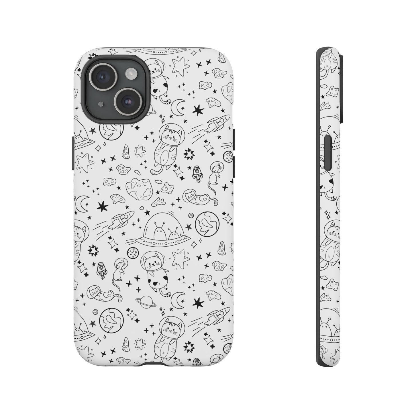 Cosmic Space Cats Doodle Tough iPhone Case