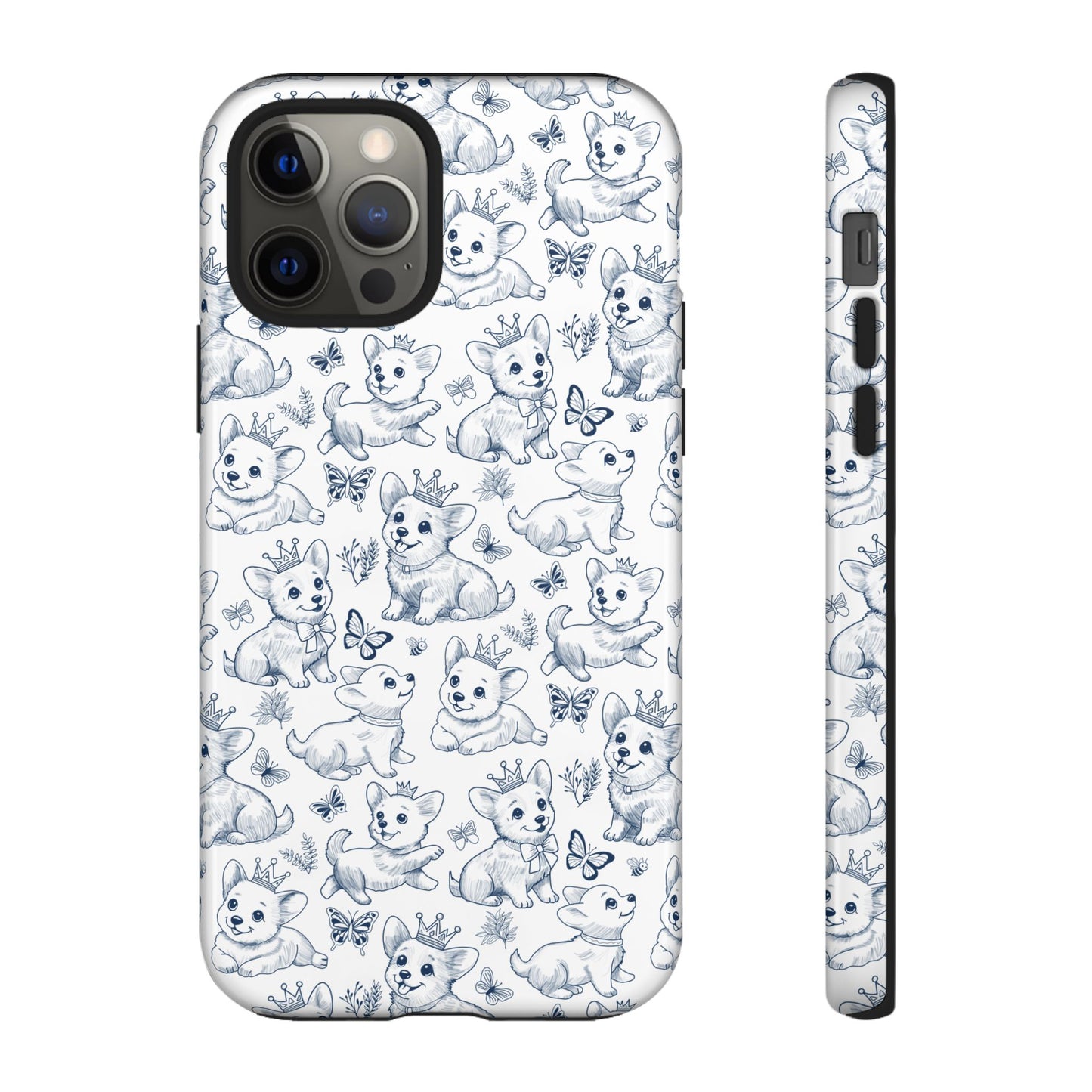 Playful Corgi Toile de Jouy IPhone Tough Phone Case