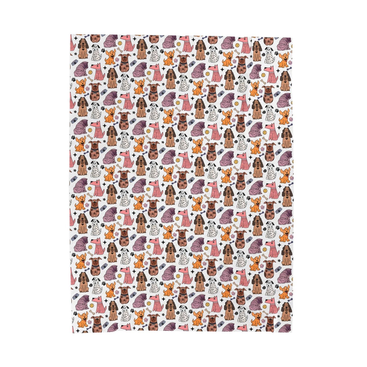 Whimsical Colored Dog Pals Cozy Plush Blanket