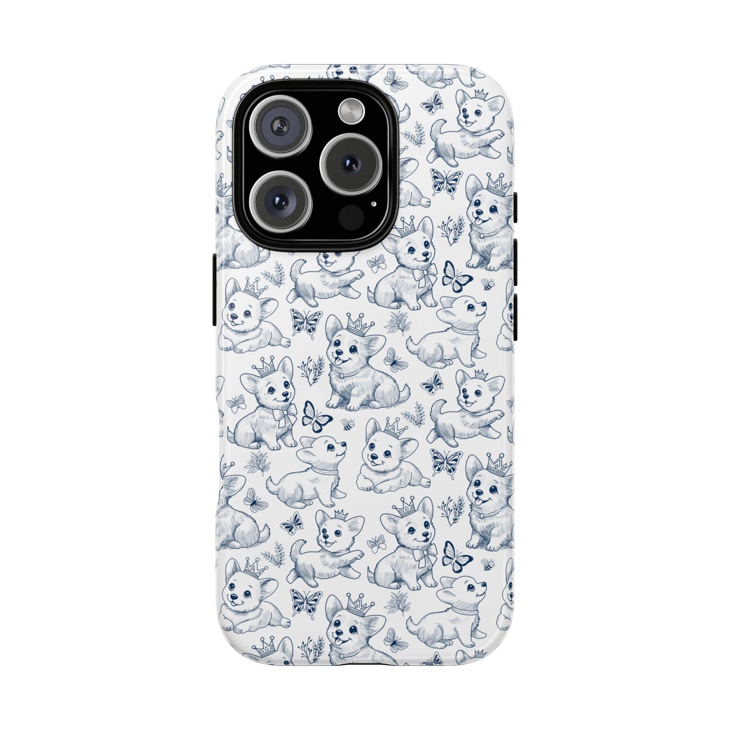 Playful Corgi Toile de Jouy IPhone Tough Phone Case