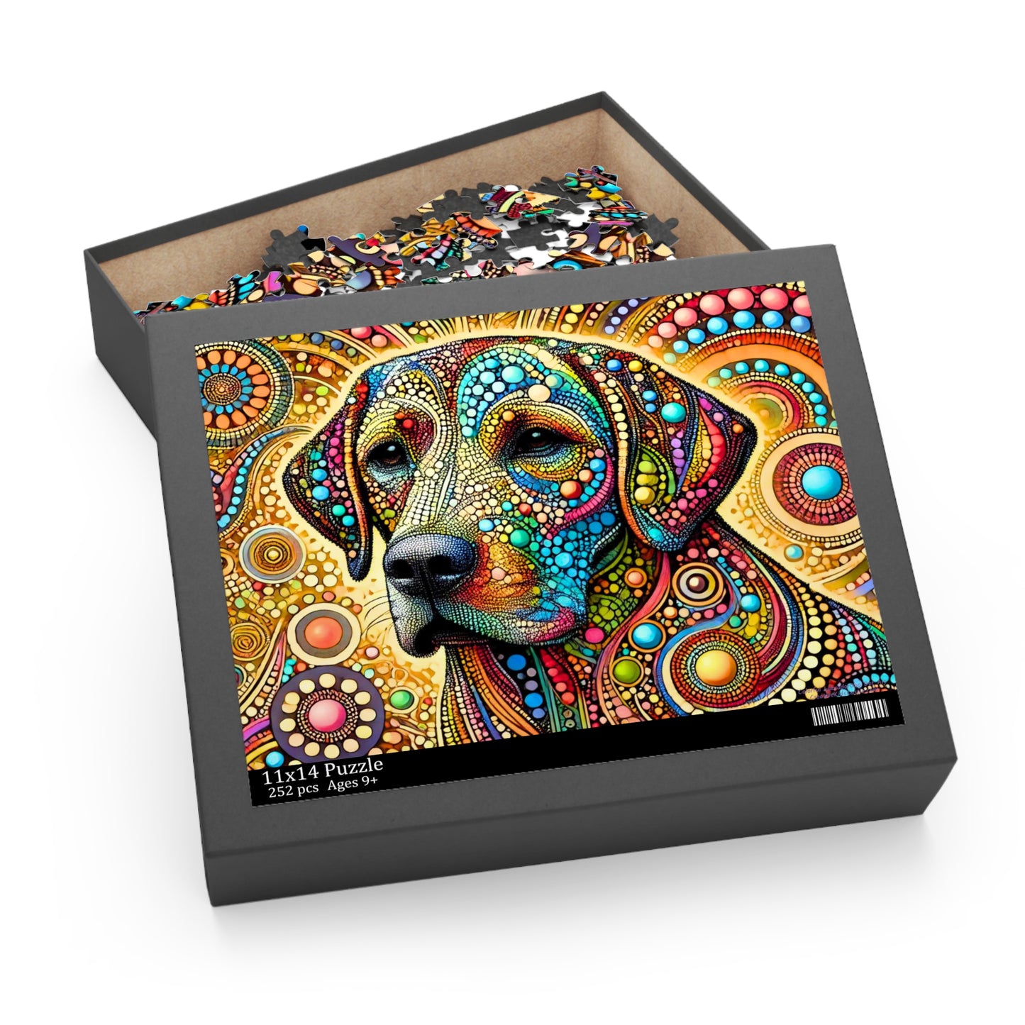 Colorful Labrador Dog Dot Art Puzzle (120, 252, 500-Piece)