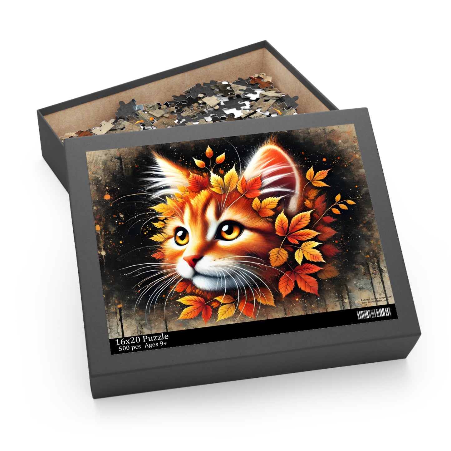Autumn Leaves Ginger Cat Jigsaw Puzzle