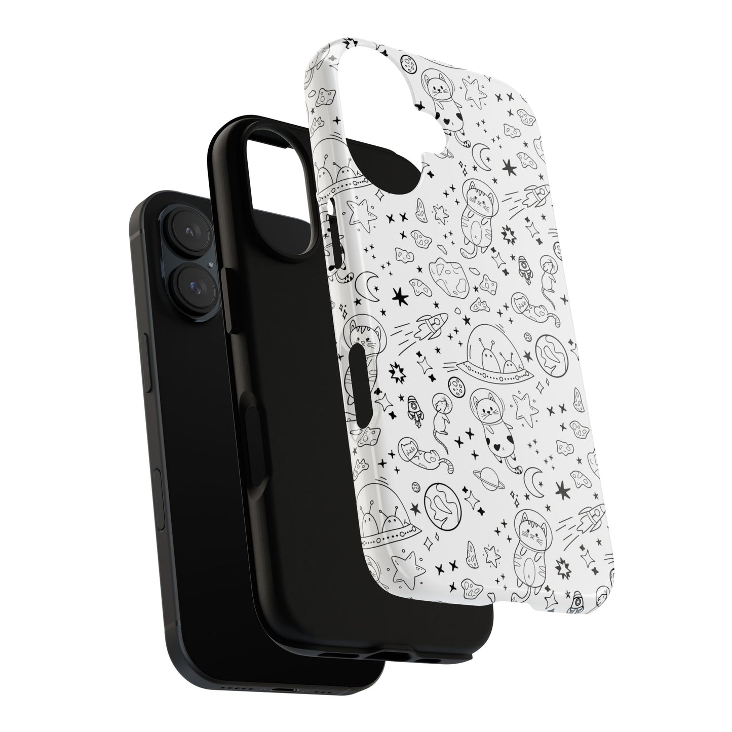 Cosmic Space Cats Doodle Tough iPhone Case