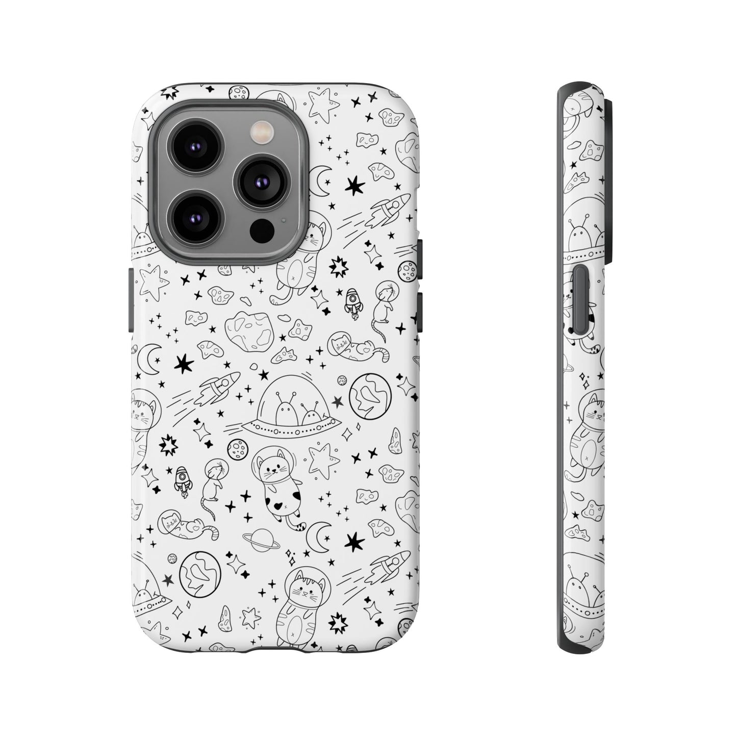 Cosmic Space Cats Doodle Tough iPhone Case