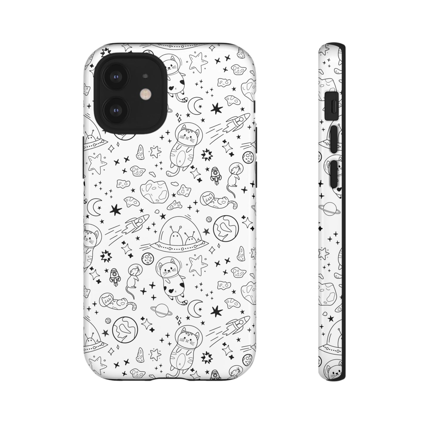 Cosmic Space Cats Doodle Tough iPhone Case