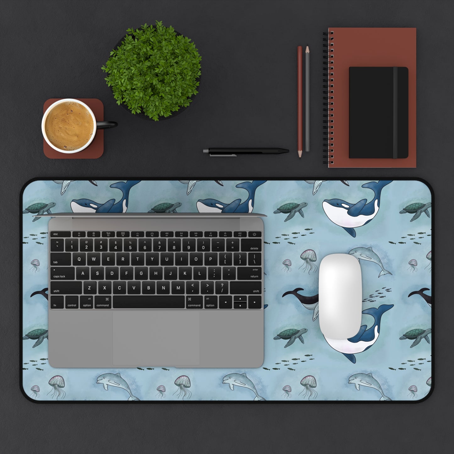 Ocean-Inspired Whale, Dolphin & Sea Turtle Desk Mat