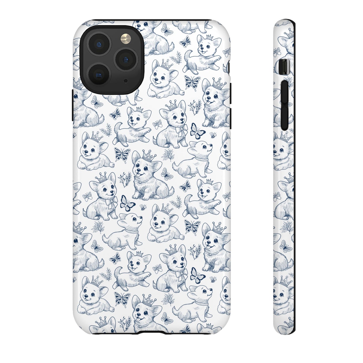 Playful Corgi Toile de Jouy IPhone Tough Phone Case