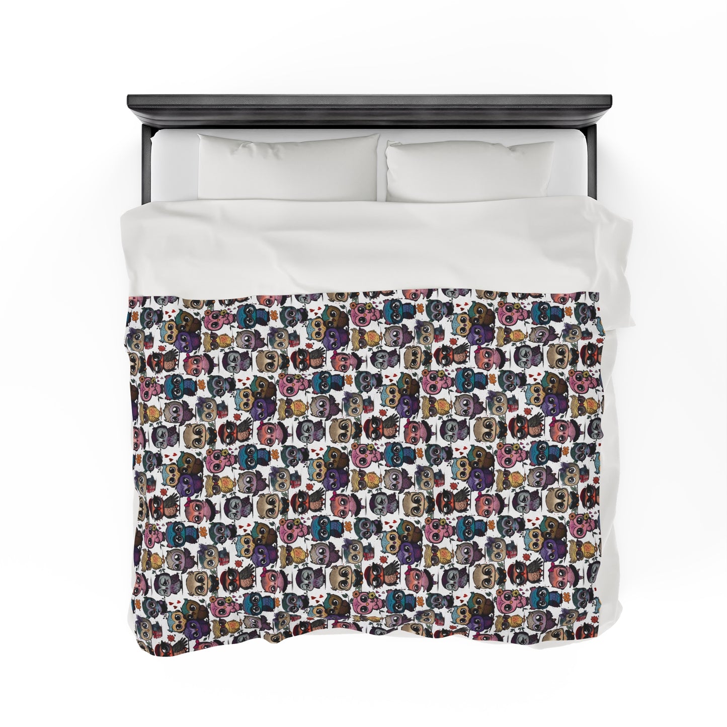 Cute Flock of Owls Cozy Velveteen Plush Blanket