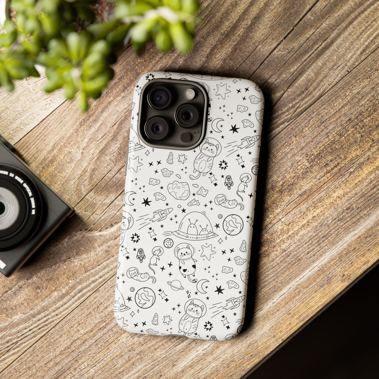 Cosmic Space Cats Doodle Tough iPhone Case