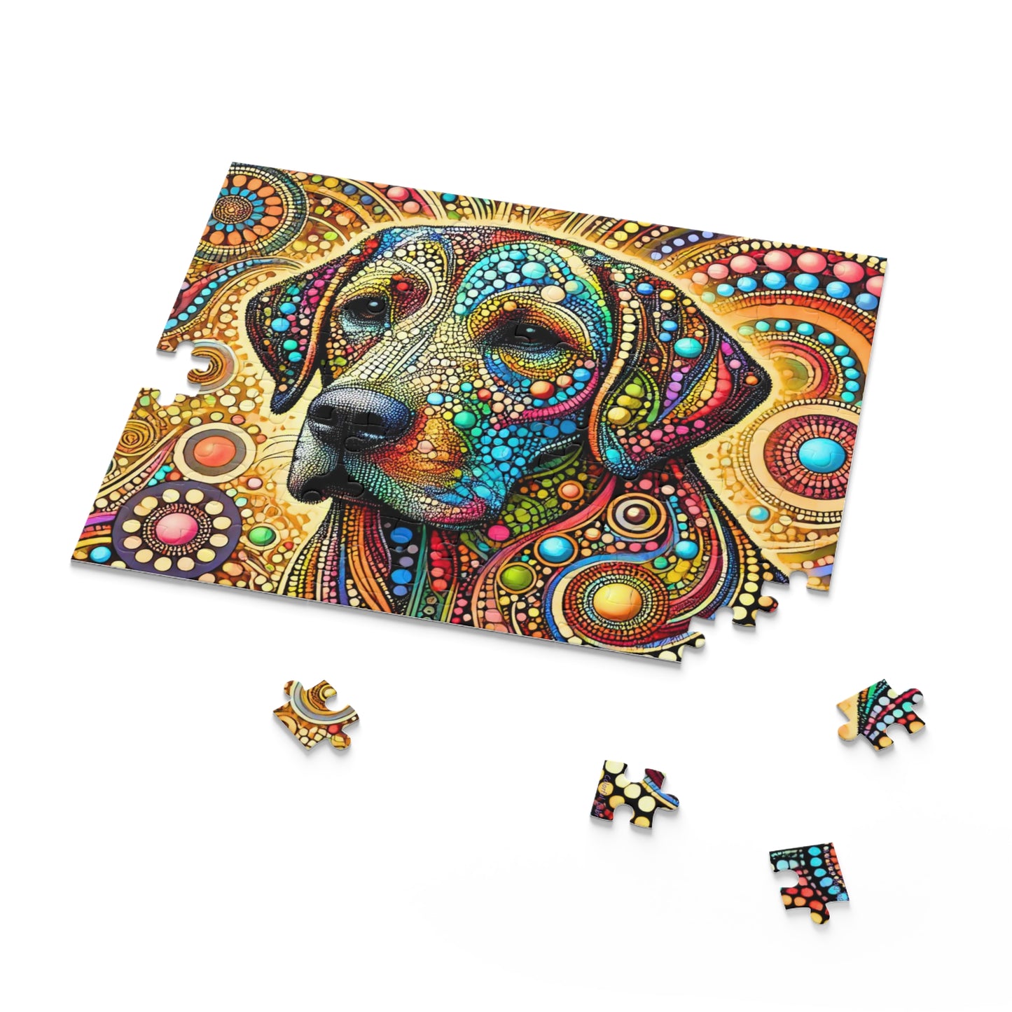 Colorful Labrador Dog Dot Art Puzzle (120, 252, 500-Piece)