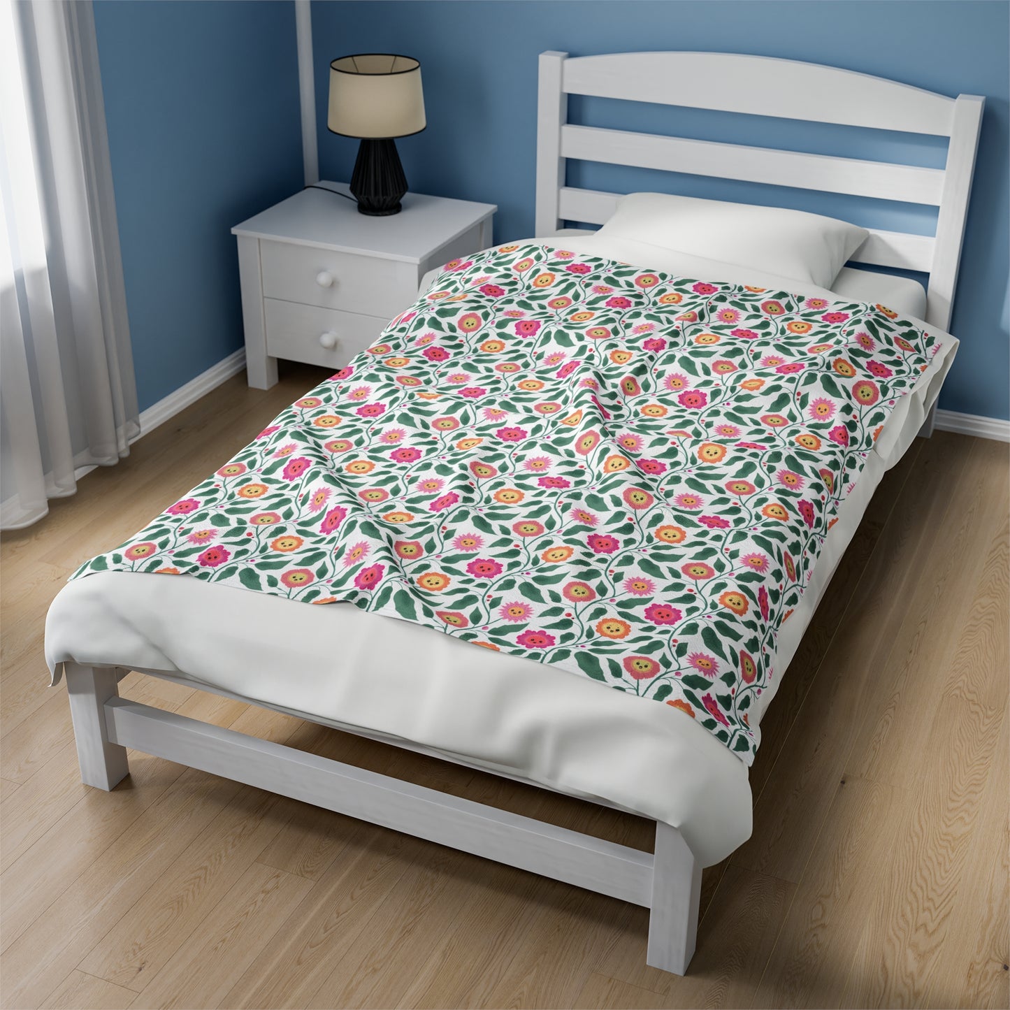 Happy Trailing Kawaii Flower Cottagecore Cozy Plush Blanket