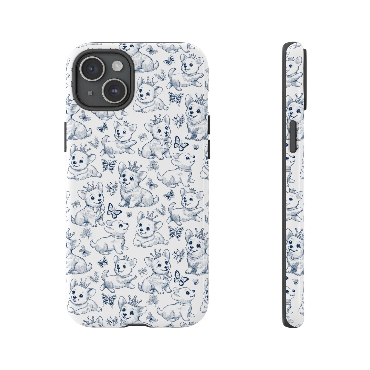 Playful Corgi Toile de Jouy IPhone Tough Phone Case