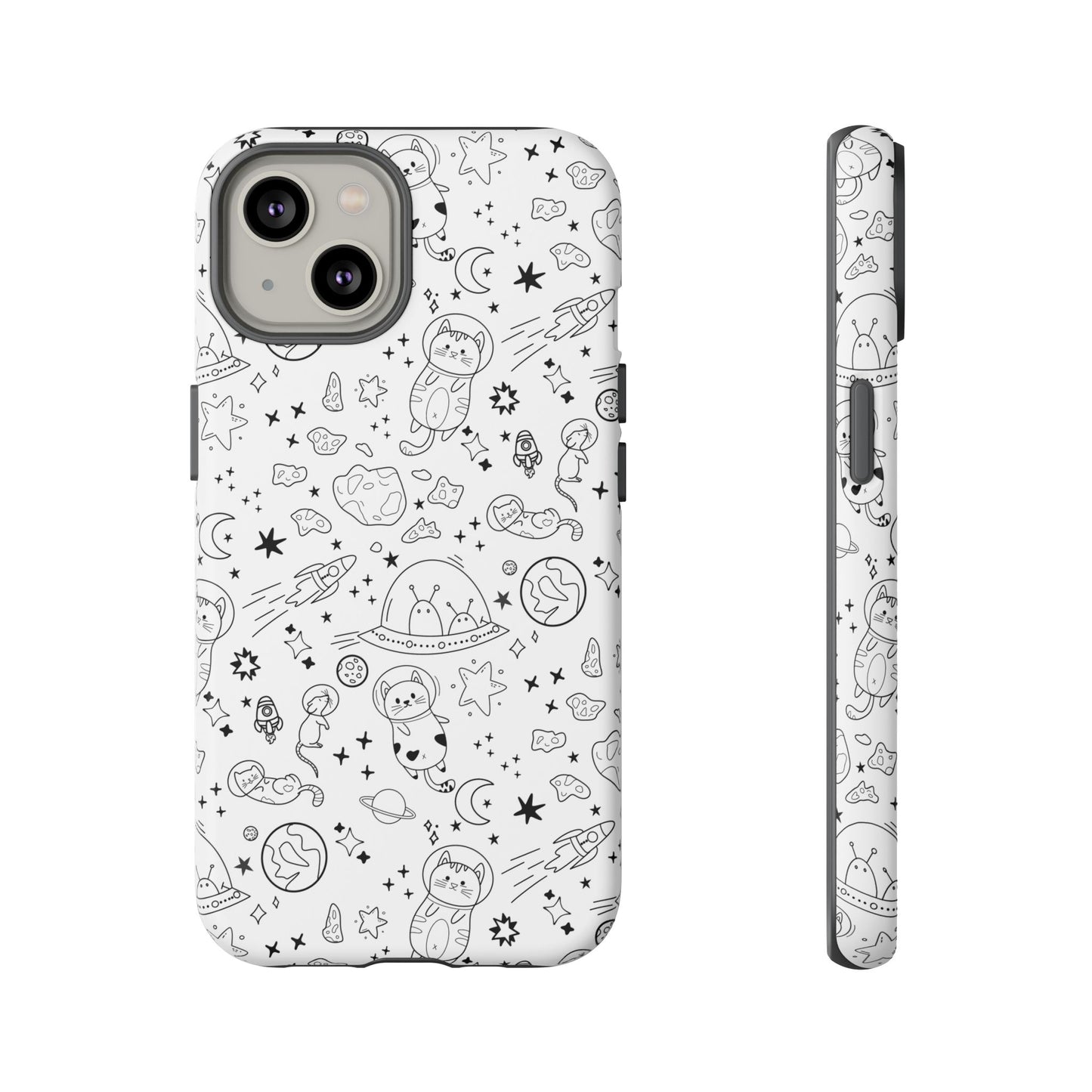 Cosmic Space Cats Doodle Tough iPhone Case