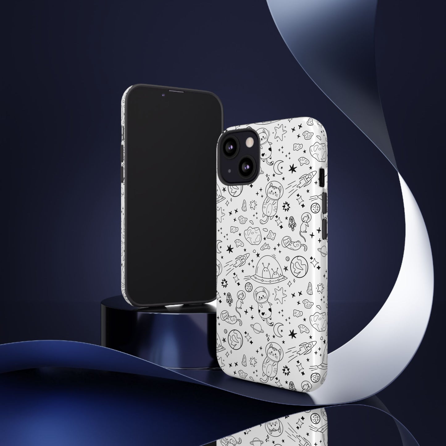 Cosmic Space Cats Doodle Tough iPhone Case
