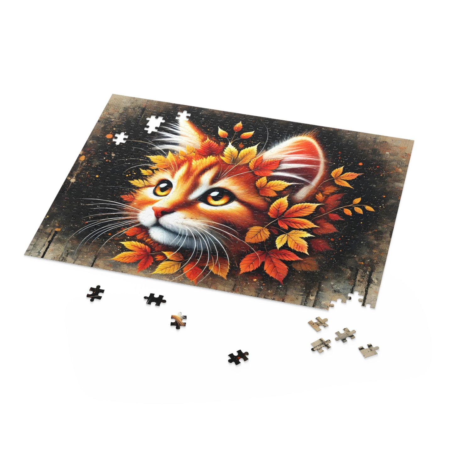 Autumn Leaves Ginger Cat Jigsaw Puzzle