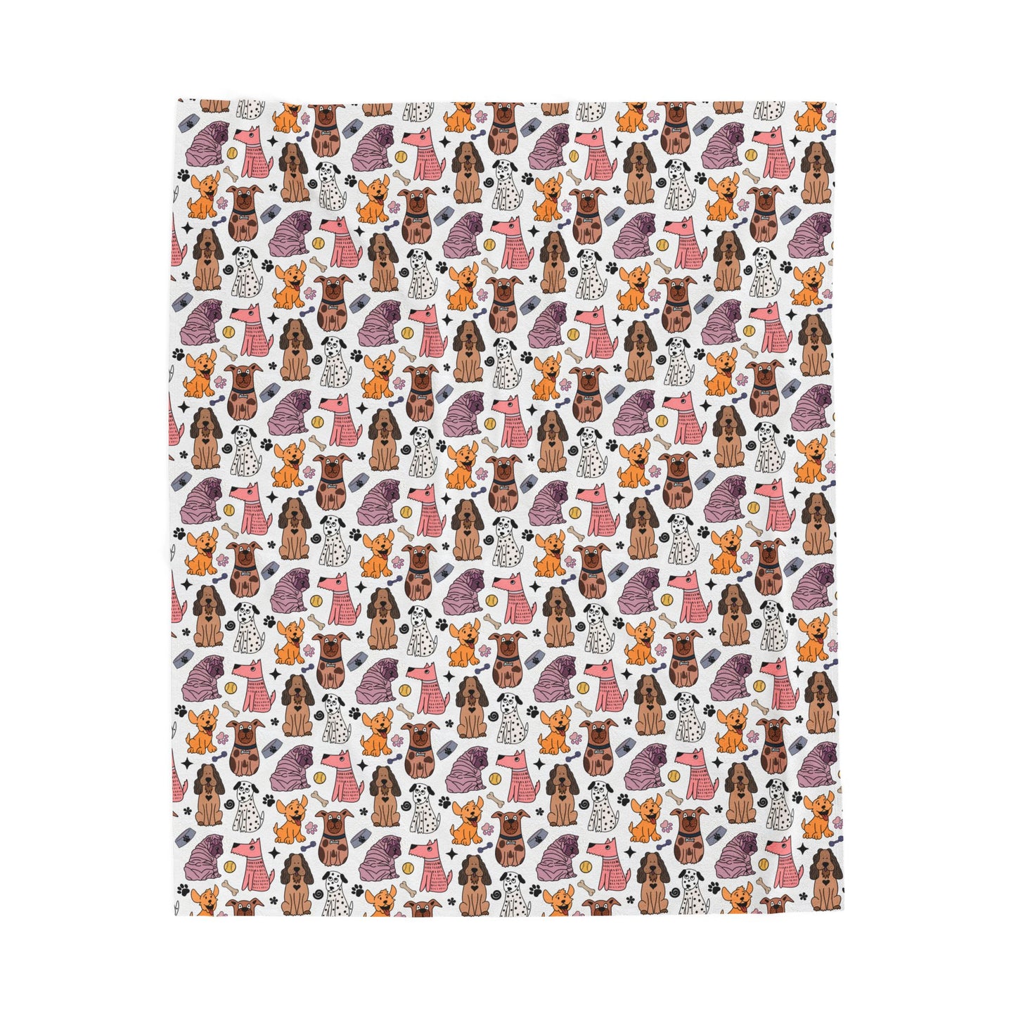 Whimsical Colored Dog Pals Cozy Plush Blanket