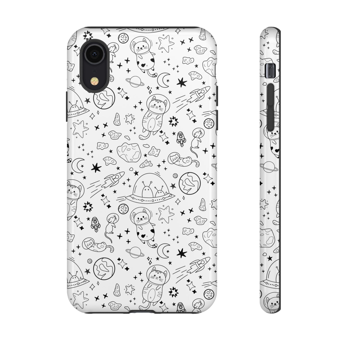 Cosmic Space Cats Doodle Tough iPhone Case