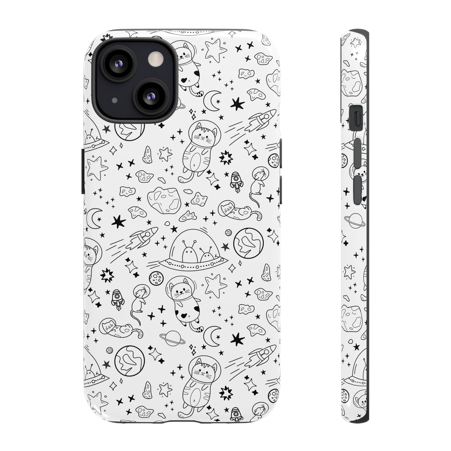 Cosmic Space Cats Doodle Tough iPhone Case