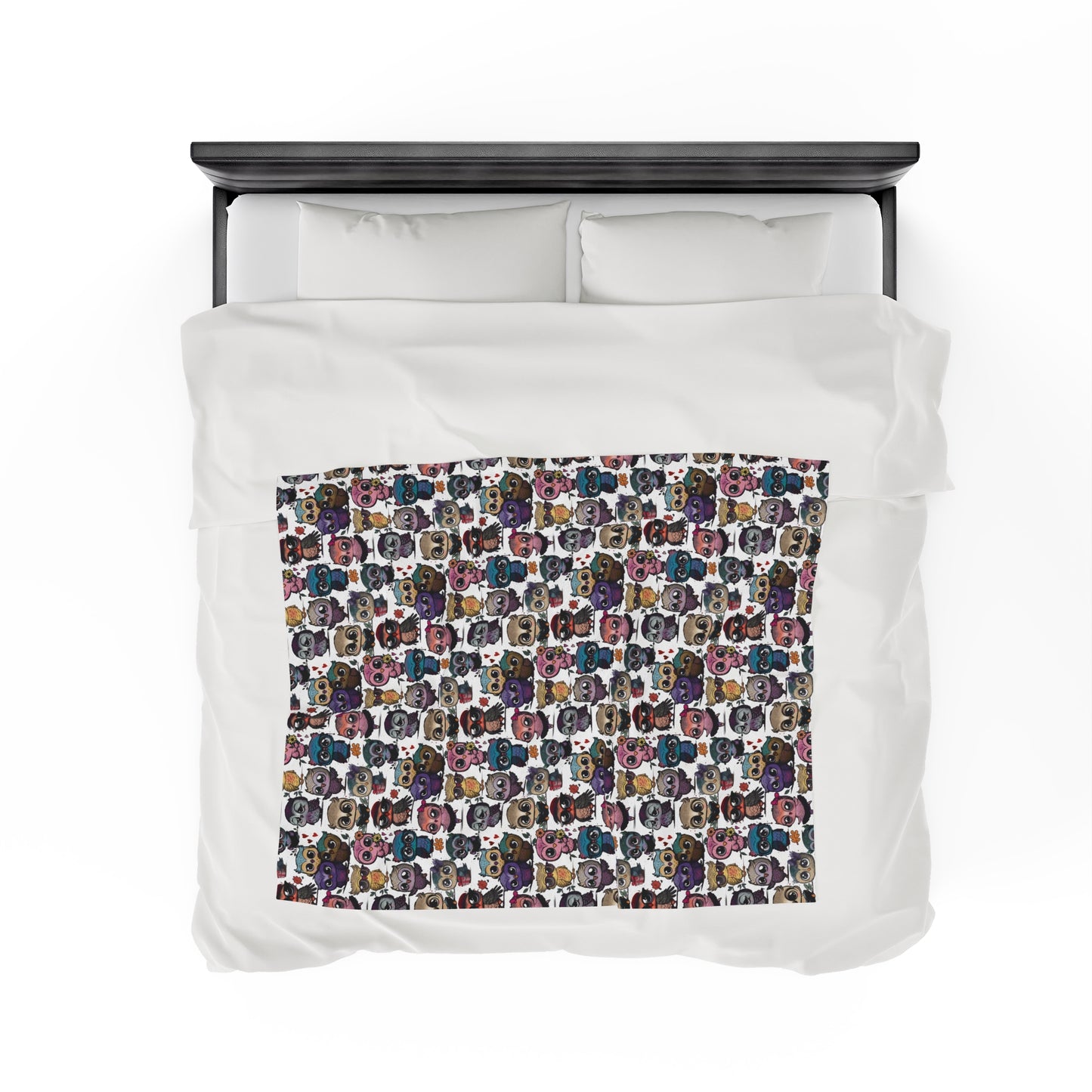 Cute Flock of Owls Cozy Velveteen Plush Blanket