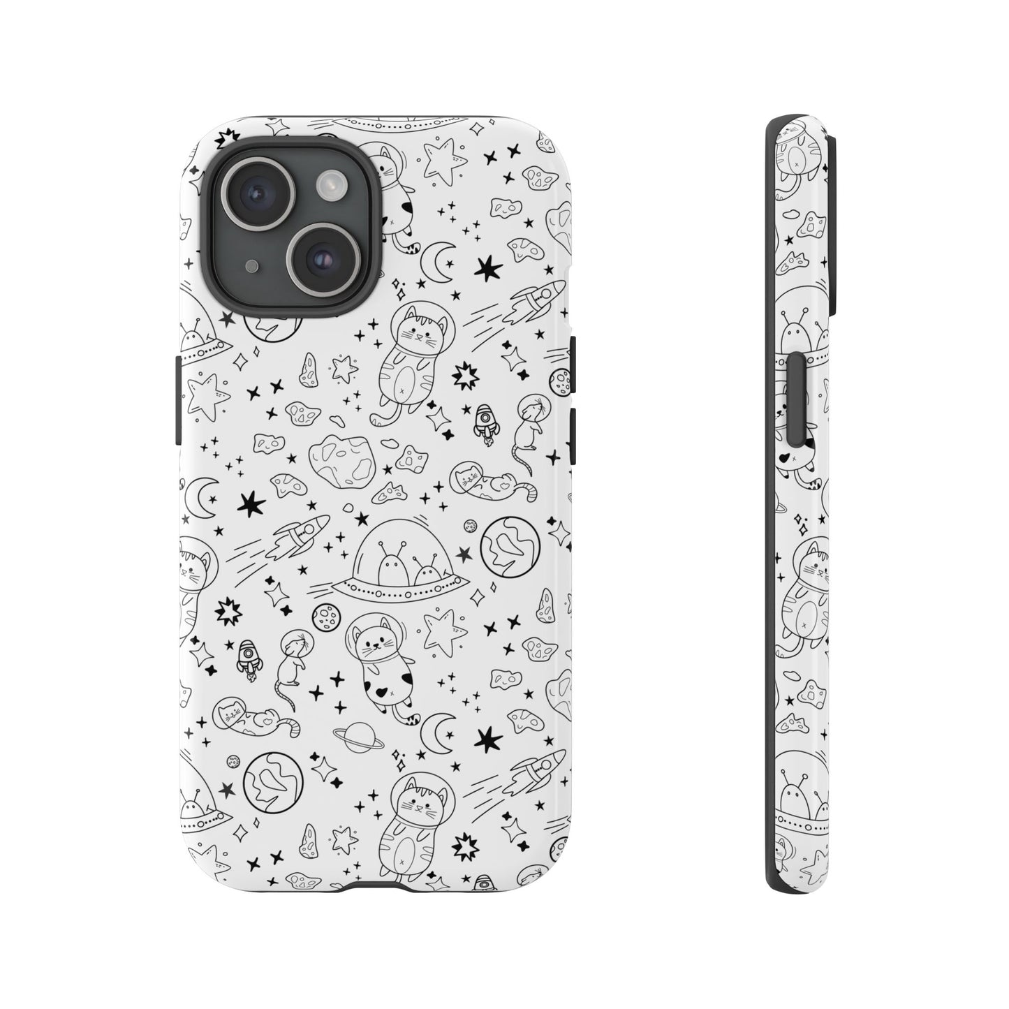 Cosmic Space Cats Doodle Tough iPhone Case