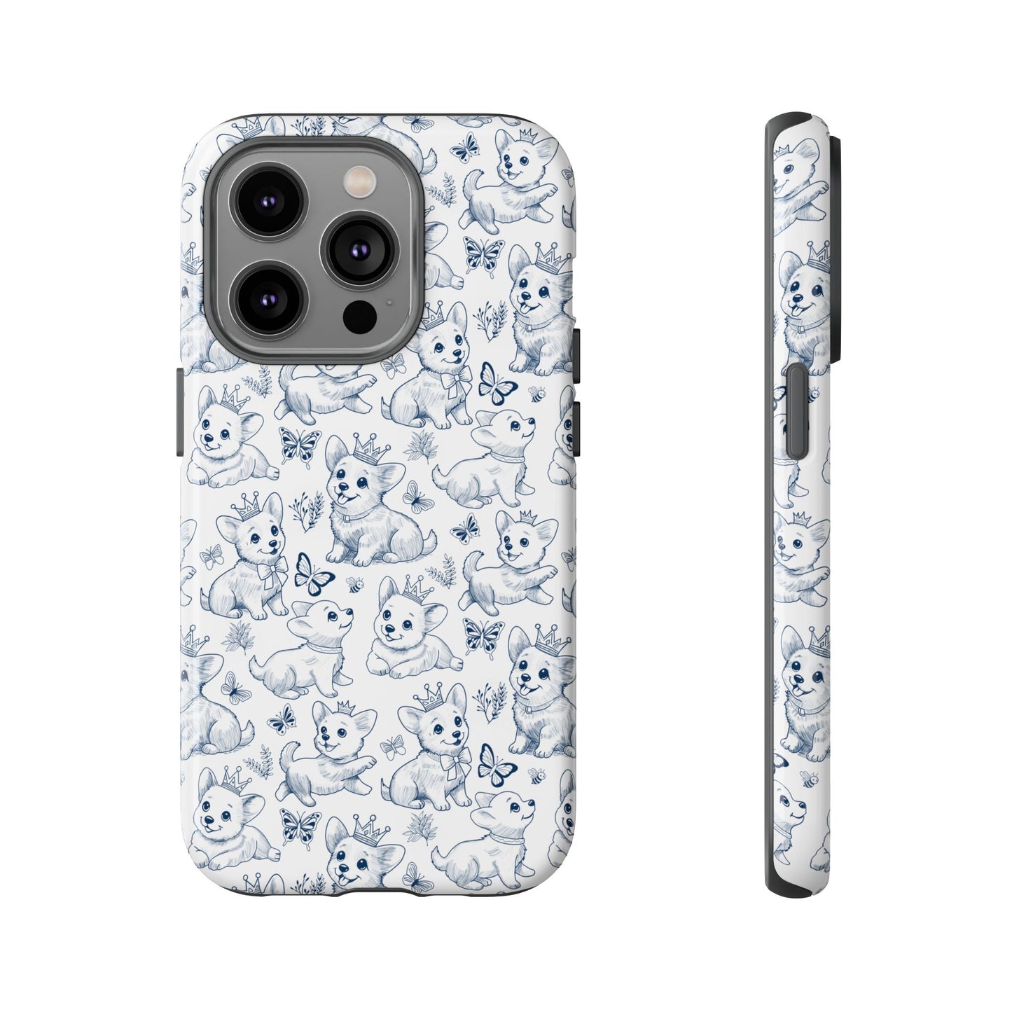 Playful Corgi Toile de Jouy IPhone Tough Phone Case