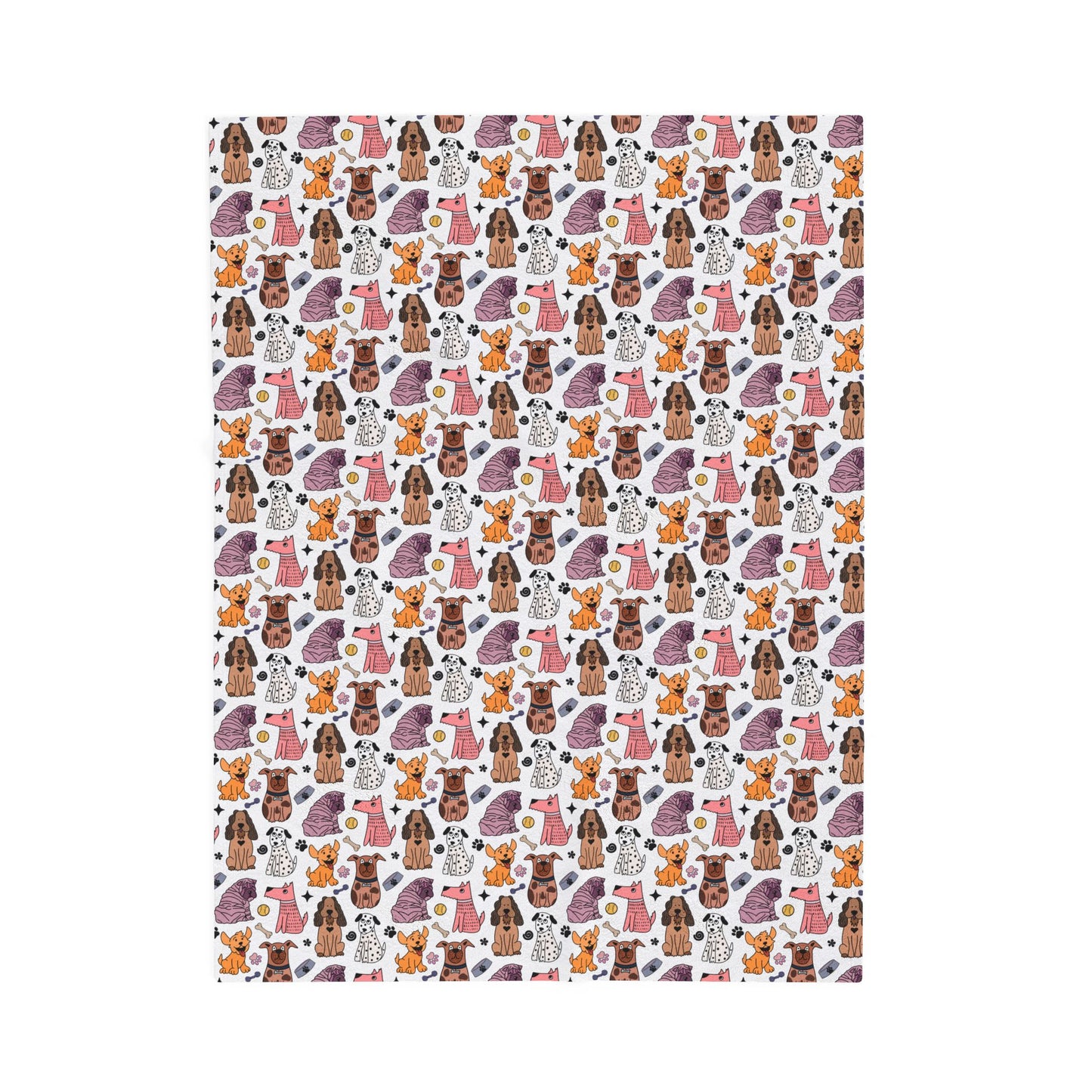 Whimsical Colored Dog Pals Cozy Plush Blanket