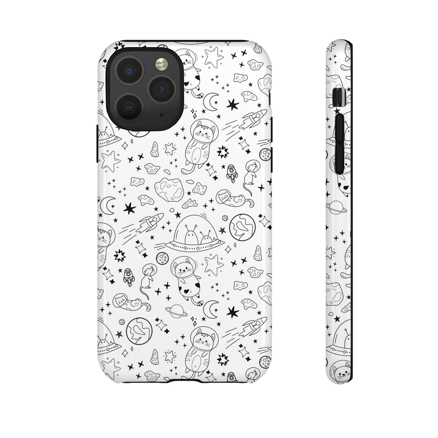Cosmic Space Cats Doodle Tough iPhone Case