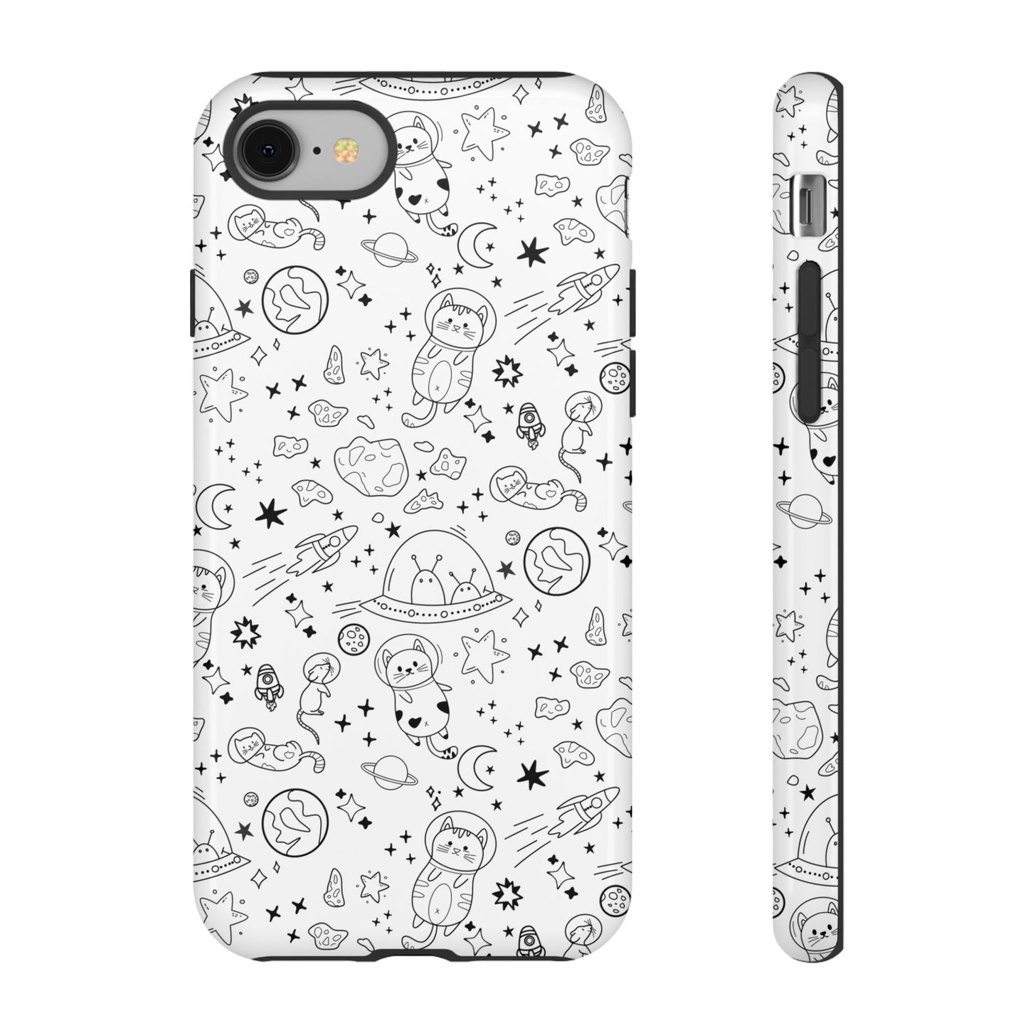 Cosmic Space Cats Doodle Tough iPhone Case