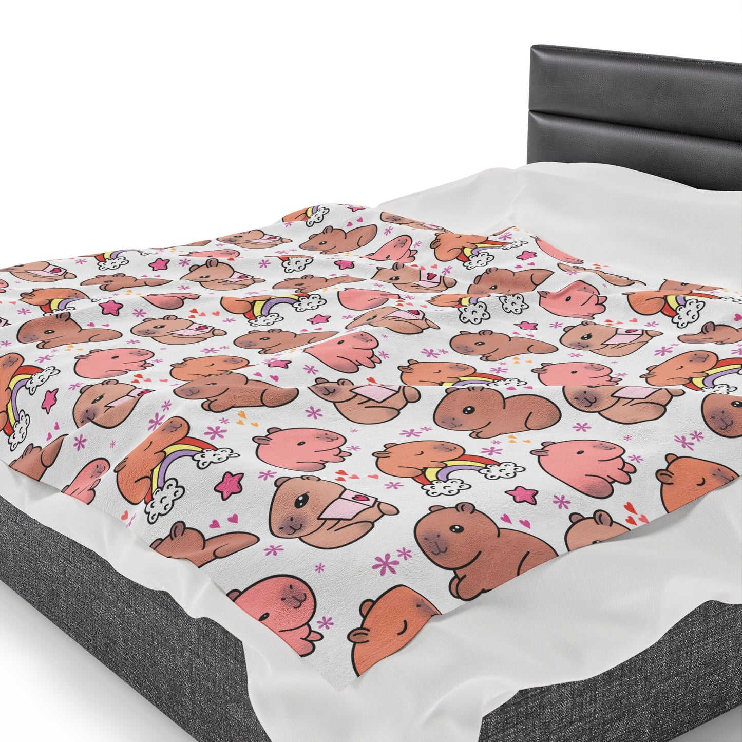 Cuddly Kawaii Capybara Cozy Velveteen Plush Blanket