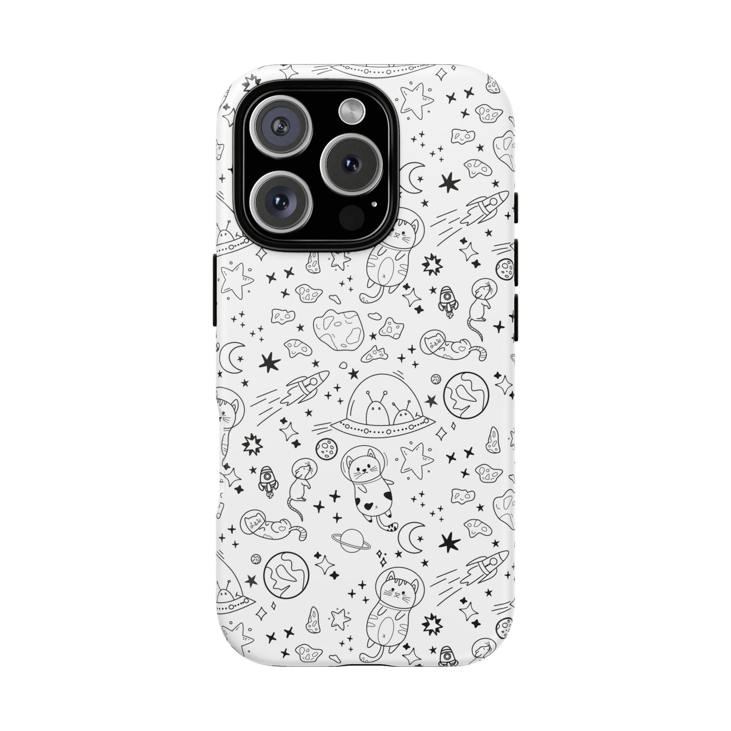 Cosmic Space Cats Doodle Tough iPhone Case