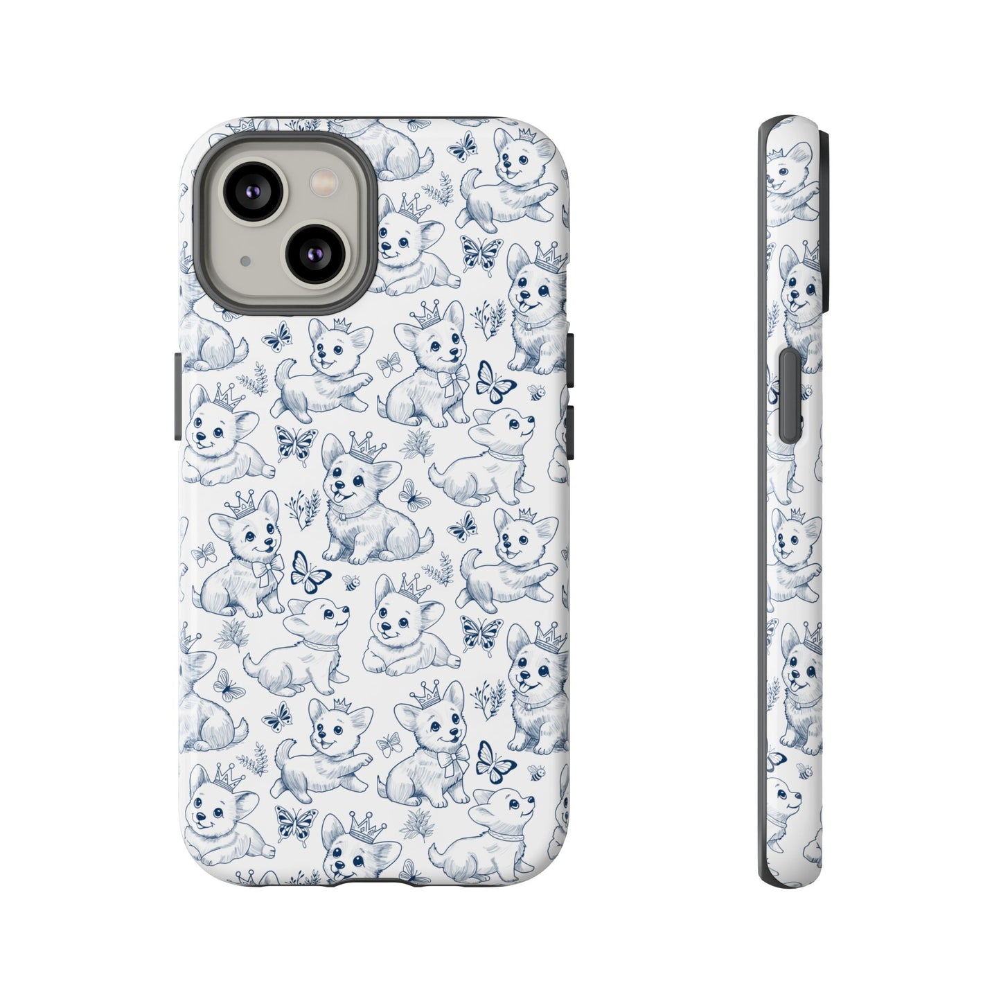 Playful Corgi Toile de Jouy IPhone Tough Phone Case