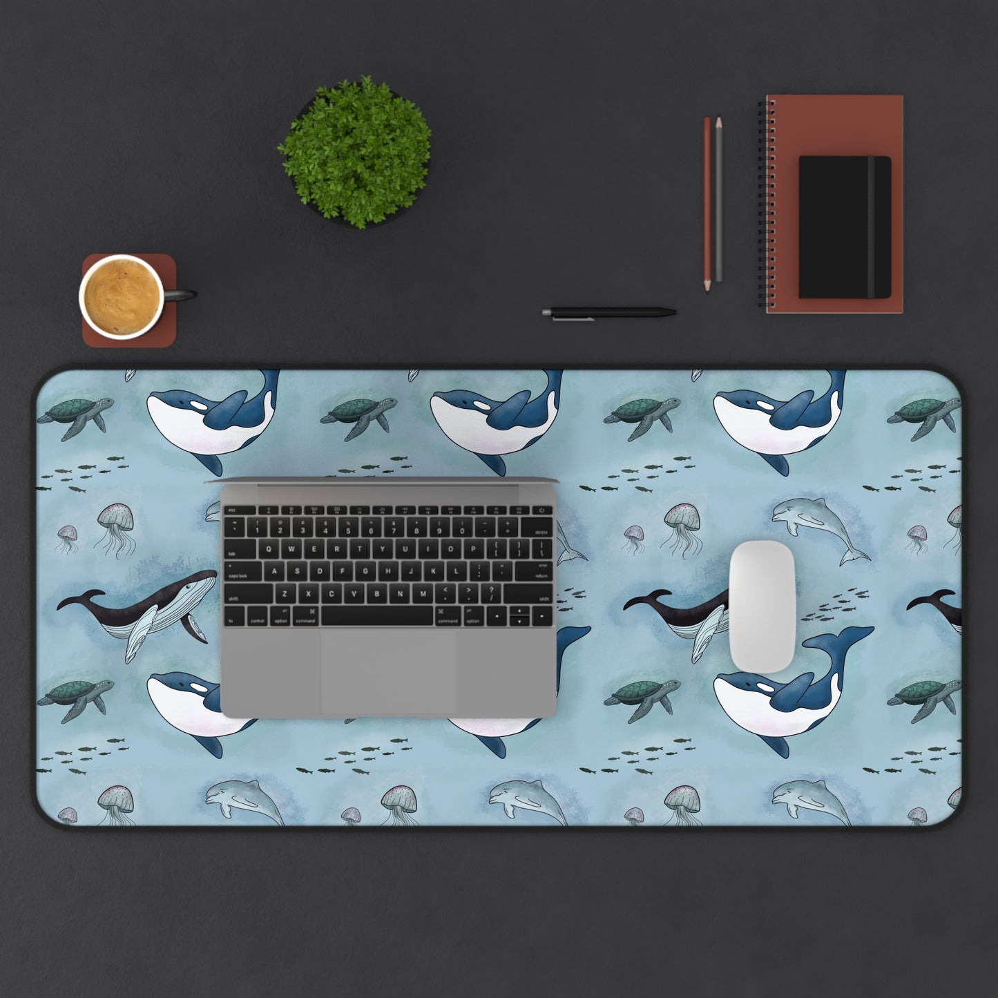 Ocean-Inspired Whale, Dolphin & Sea Turtle Desk Mat