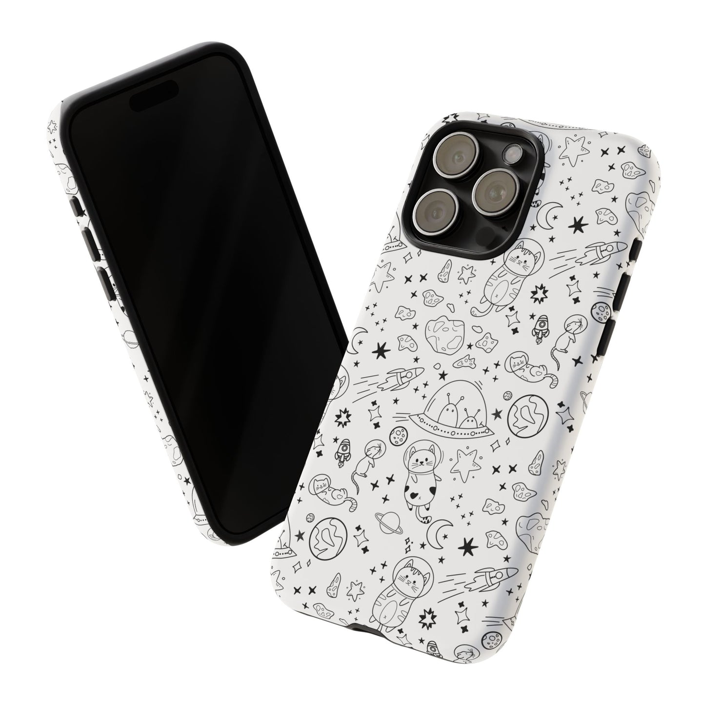Cosmic Space Cats Doodle Tough iPhone Case
