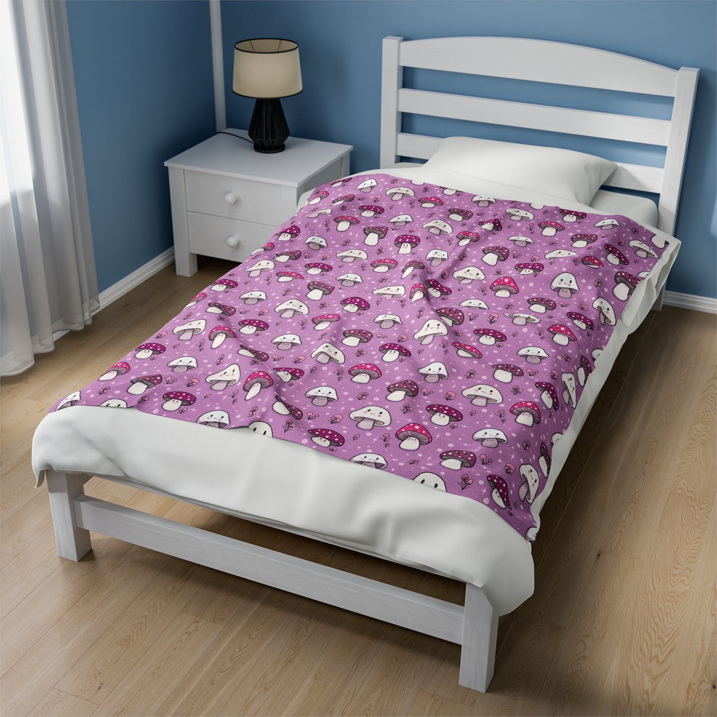 Happy Fungi Cottagecore Cozy Plush Blanket