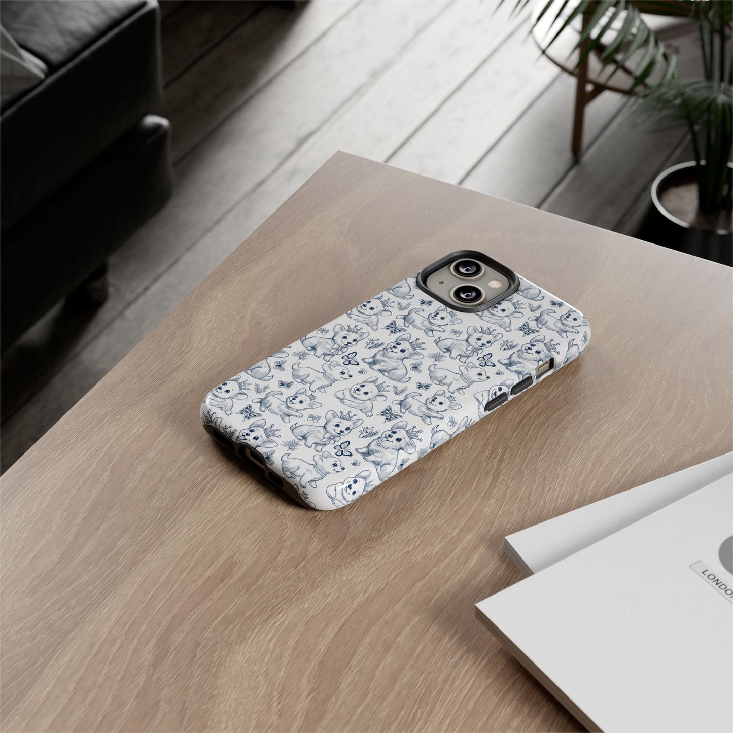 Playful Corgi Toile de Jouy IPhone Tough Phone Case