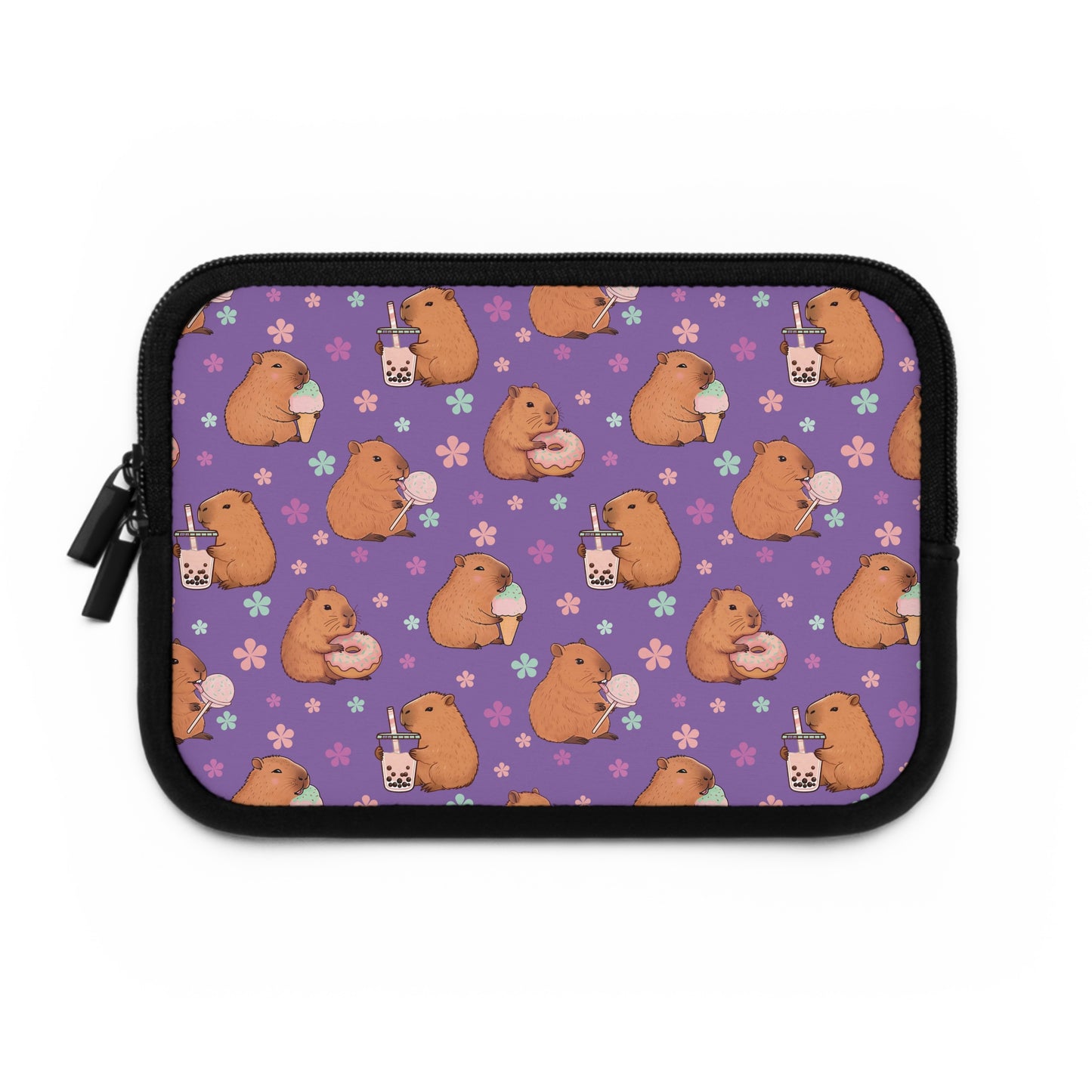Cute Sweets Loving Capybara Purple Laptop Sleeve