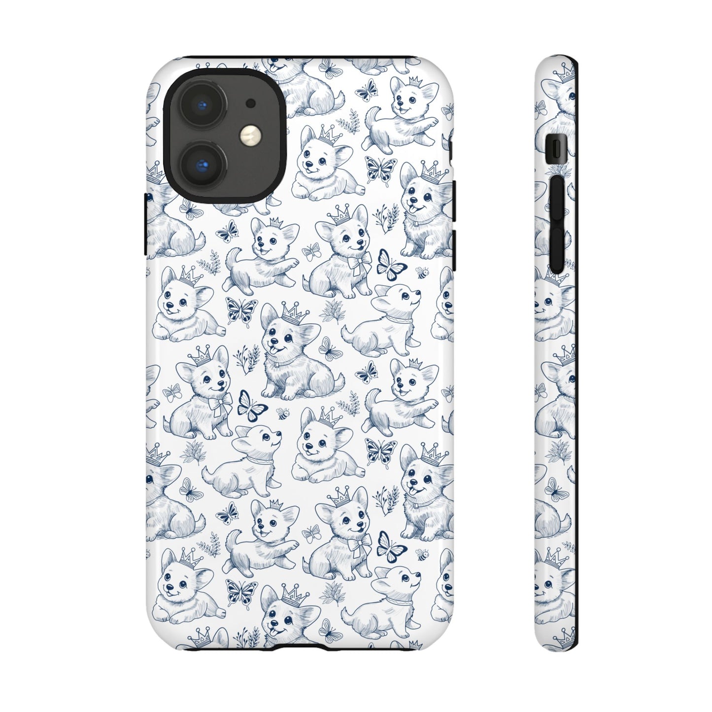 Playful Corgi Toile de Jouy IPhone Tough Phone Case