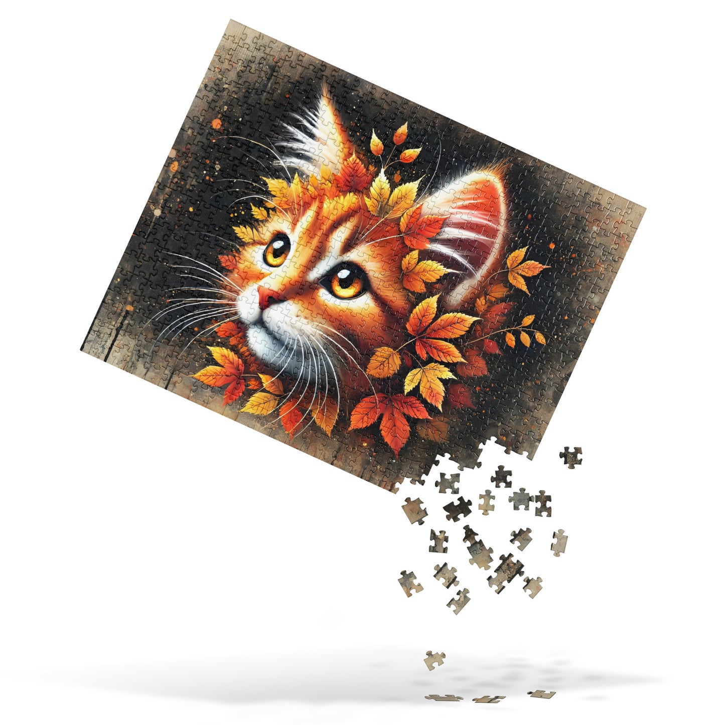 Autumn Leaves Ginger Cat Jigsaw Puzzle