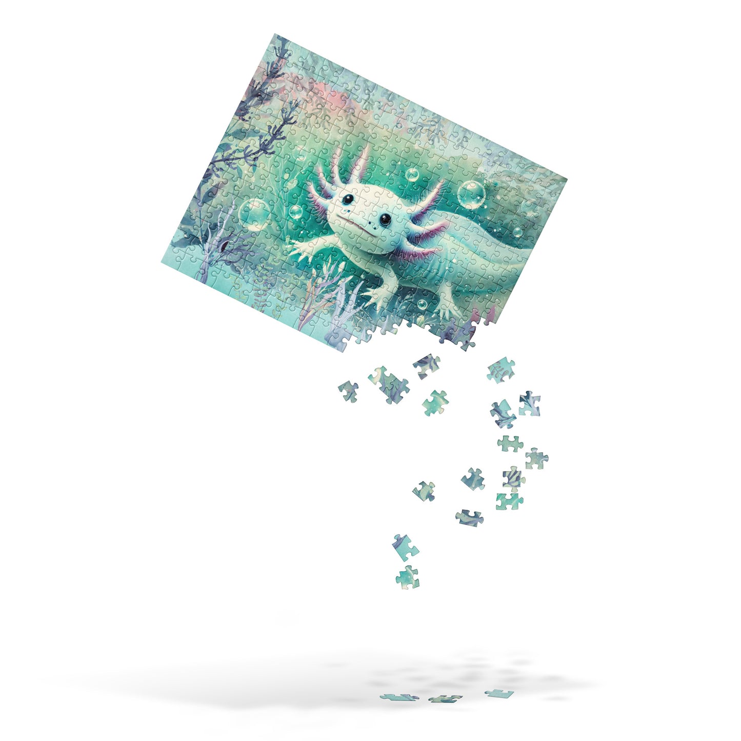 Whimsical Watercolor Axolotl Jigsaw Puzzle (120, 252, 500-Piece)