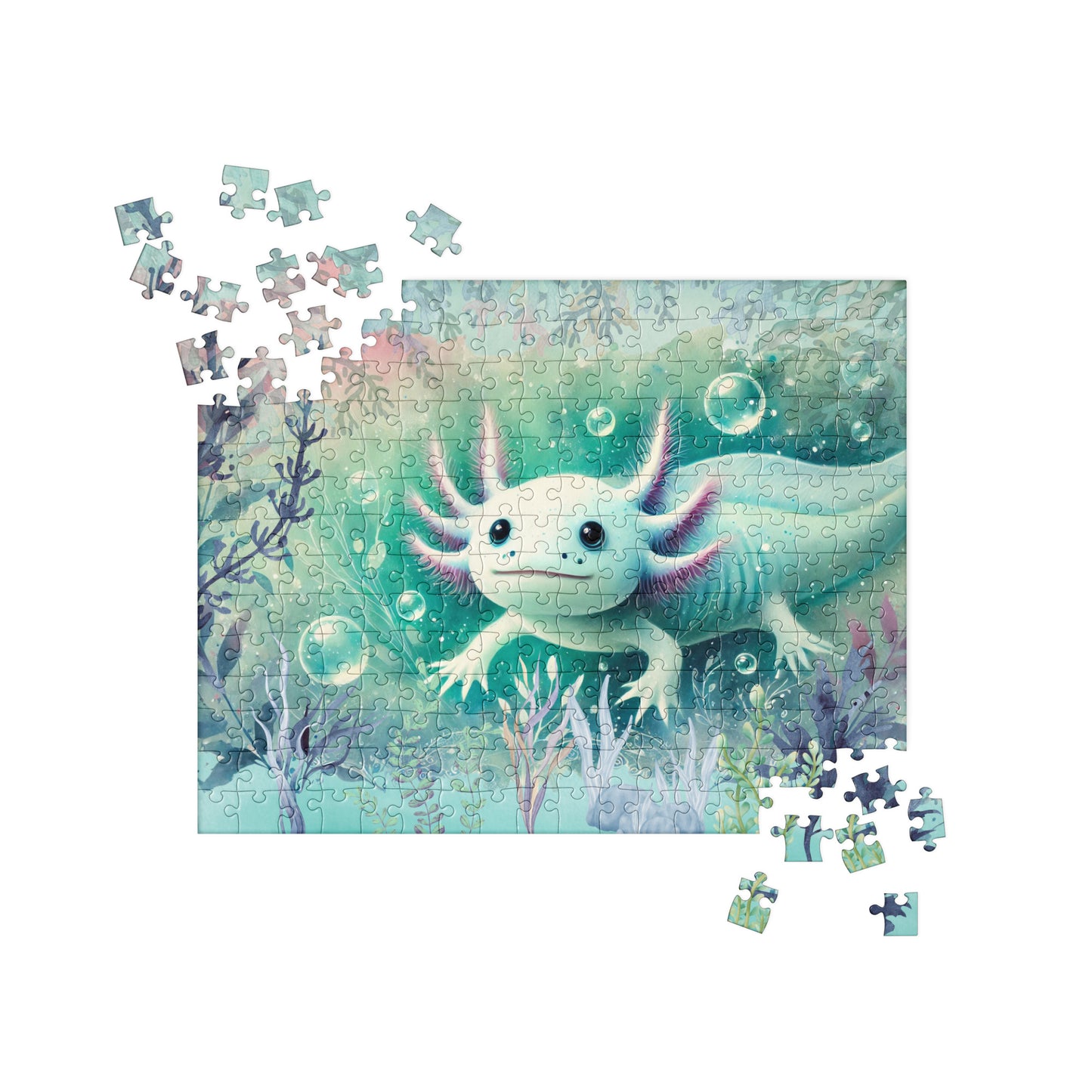 Whimsical Watercolor Axolotl Jigsaw Puzzle (120, 252, 500-Piece)