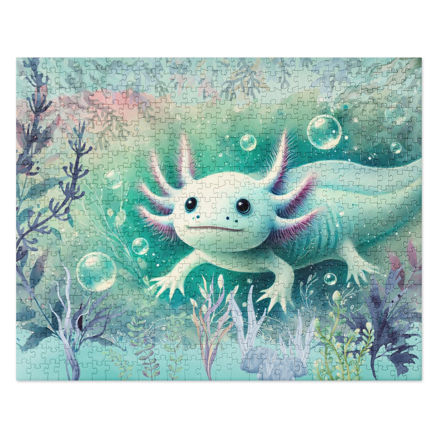 Whimsical Watercolor Axolotl Jigsaw Puzzle (120, 252, 500-Piece)